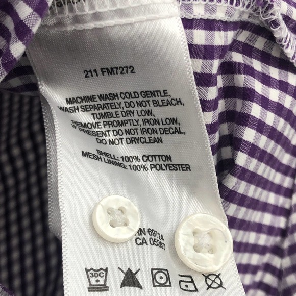 Columbia PFG Button Down Polo Shirt Short Sleeve Gigham Plaid Purple White Large - Picture 11 of 11